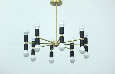 Gleaming Splendor MCM Brass Chandelier   Elegant 8-Arm Statement Lighting