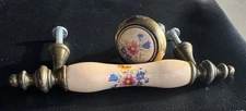 Lot of 36 Amerock Vintage Brass Ceramic Floral Drawer Pulls Handles & Knobs