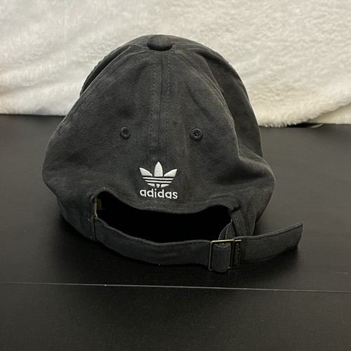 Adidas Black Hat 3 Stripe Trefoil Embroidered Suede Feel Adjustable Strap 2021 - Picture 4 of 11