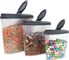 Dependable 3-Piece Cereal Dispenser Set BPA-Free Food Storage Containers grey