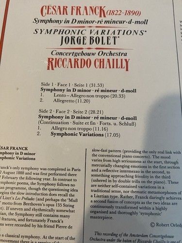 Chailly NEW SEALED Franck Symphony D Minor Bolet Chailly Concertgebouw London ...