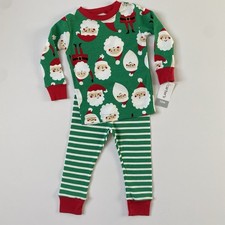 Santa Pajamas Size 18 Months NWT New Boys Girls Green Red Carter  s Striped Pants