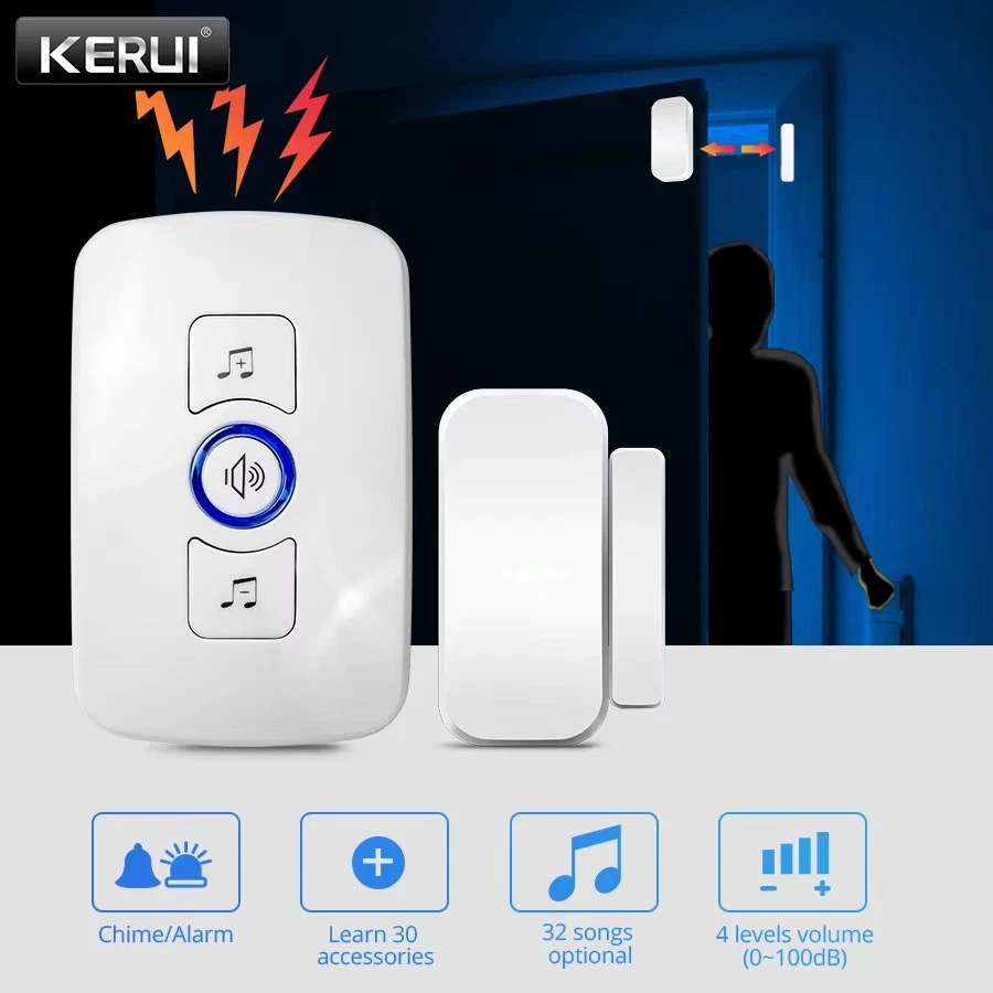Door Open Sensor Chime Magnetic Sensor Alarm 32 Chime Wireless for Home Security - Image 2 of 4