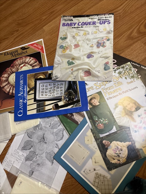 Lot Of Cross Stitch Patterns And Material