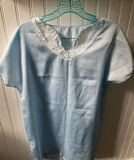 Vintage 1960s Small Pale Blue And Lace Nightgown By Val Mode With Scallop Hem