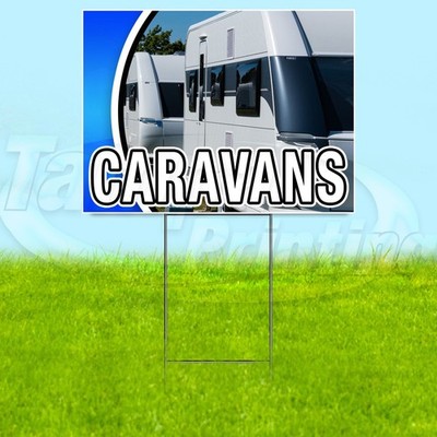 CARAVANS 18x24 Yard Sign Traveling Plastic Corrugated WITH STAKE USA YS08029