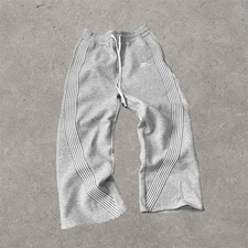 Y2K Streetwear Gray Sweatpants with Drawstring Size S