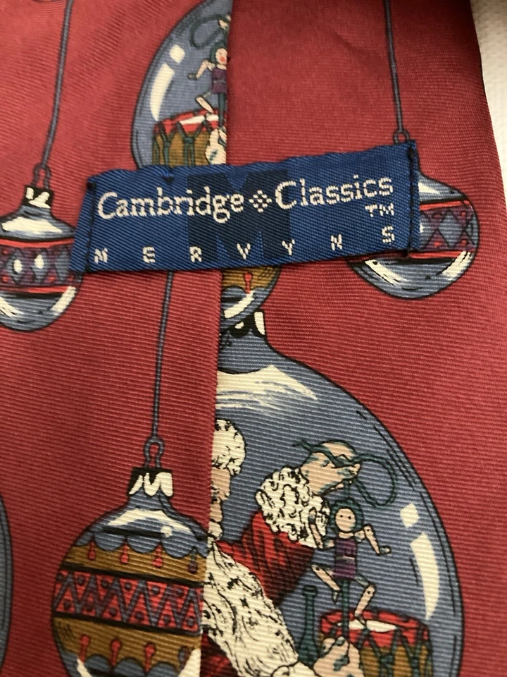 Corbata de Navidad de Papá Noel vintage borgoña clásicos de Cambridge 100 % seda Foto 4 de 4