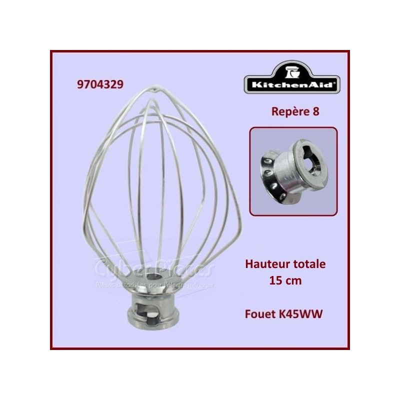 Fouet K45WW Kitchenaid 9704329 batteur mélangeur en acier inoxydable argenté