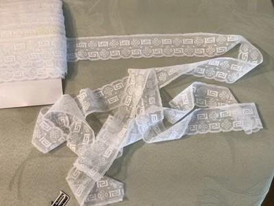 2  Heirloom White Flat English Cotton Embroidered Trim Lace #2236