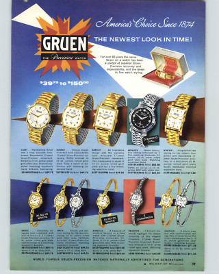 1958 PAPER AD 4 PG Gruen Wrist Watch Valiant 23 Jewels Centurion Auto-Wind