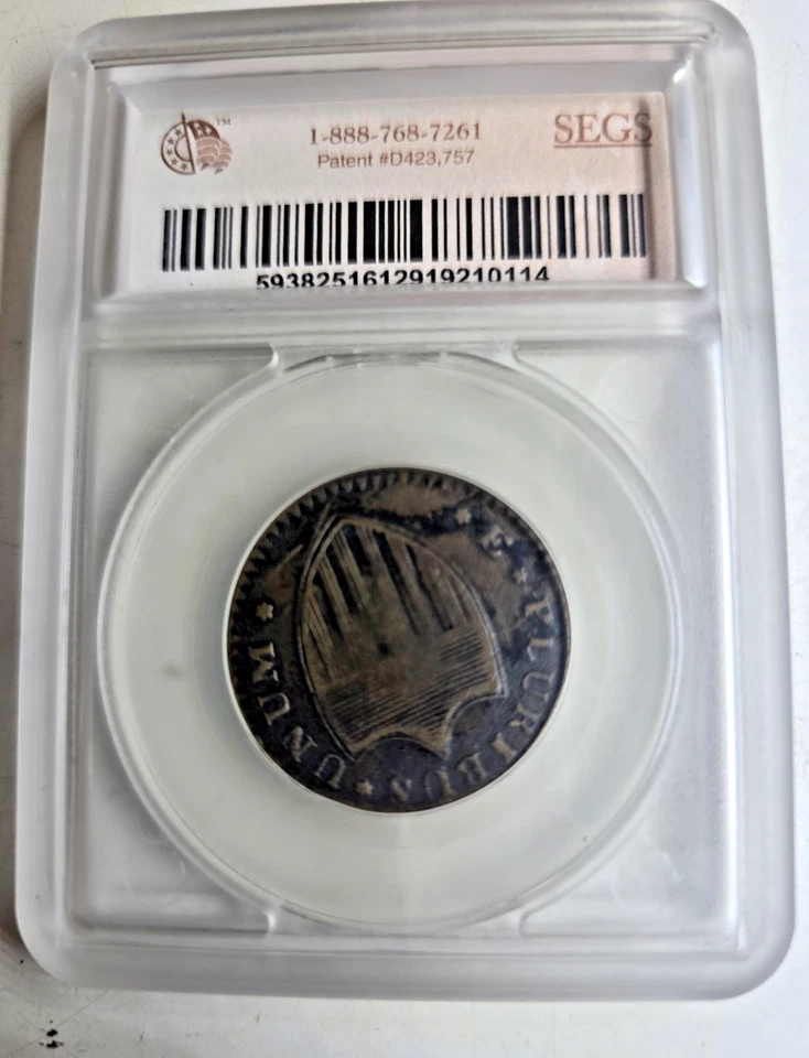 Moneda de cobre colonial 1786 M 16-L lengua sobresaliente Nueva Jersey NJ1C SEGS CLASIFICADA Foto 3 de 4