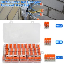 90Pcs For Wago 221 Lever Nuts Compact Splicing Wire Connectors - 2/3/5 Terminal
