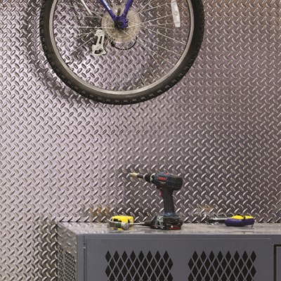 Fasade - 4x8ftx.013in Diamond Plate Brushed Aluminum Decorative Wall Panel C6608