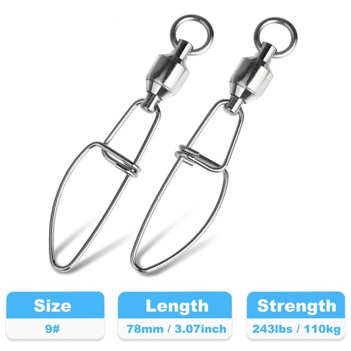 20/50/100Pcs Ball Bearing Fishing Swivels Rolling with Interlock Cross Lock Snap - Picture 16 of 17