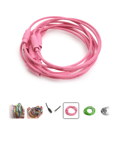 Wire Keychain Ring Stainless Steel Rope Cable Loop Outdoor Camp Luggage Tag Lock