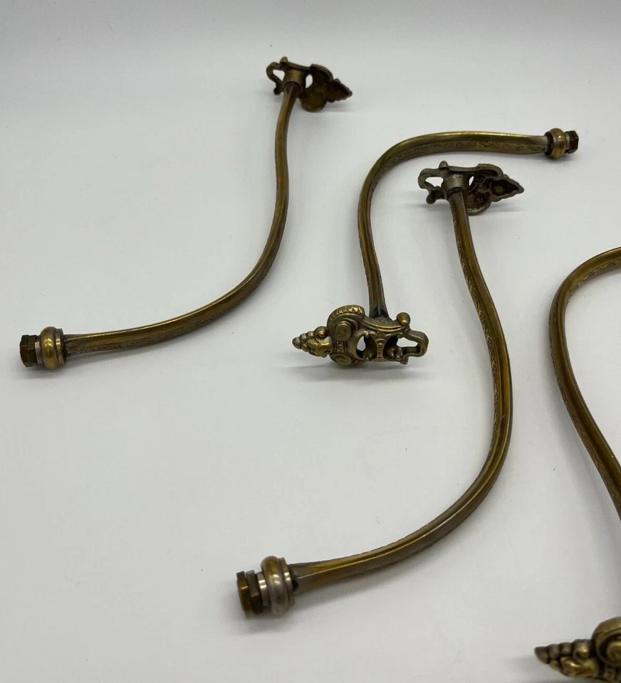 5 antiguos brazos de lámpara de gasolier de latón macizo tubería Art Nouveau Foto 2 de 4