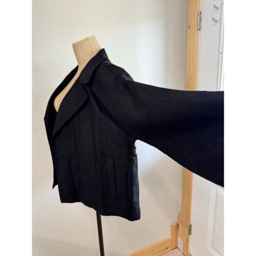 NWT Eileen Fisher black soft Linen shirt Blouse cover button roll up slv SIZE PM - Picture 4 of 11