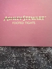 Size 1X Ashley Stewart Plus Footed Tights Shimmery Black 1X  New