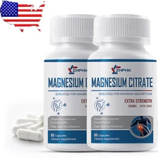 1-2x Magnesium Citrate hard Capsules 1000mg Per Serving-Highest Potency Capsules