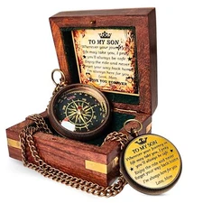 to My Son Compass with Wooden Box-Mom to Son Compass–Father to Son Gifts- to ...