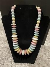 Pastel Colored Wood Bead Necklace