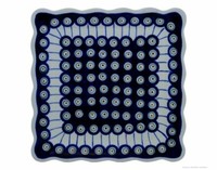 Bunzlauer Keramik Flacher Teller (Esstelller) Viereckig, 23.8X23.8 Cm Im Dekor 8