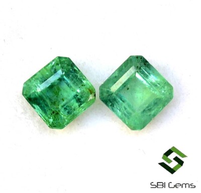 1.15 CTS Certified Natural Emerald Octagon Cut Pair 4.75x4.75 mm Untreated Gems