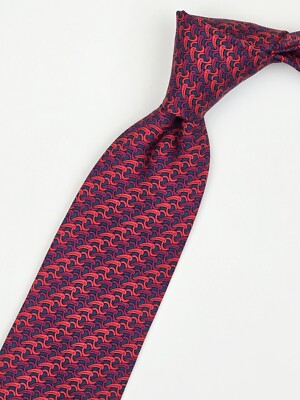 HERMES TIE 605903 SA Red Horse Bit on Dark Blue Silk Necktie | eBay