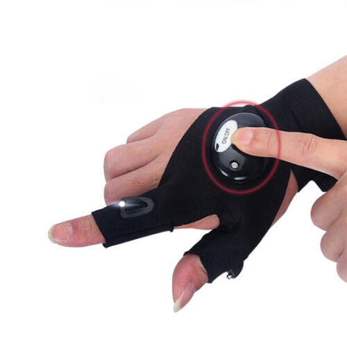 2x Rescue Night LED Light Fishing Finger Glove Outdoor Gear Beam Flashing Gloves - Picture 6 of 12