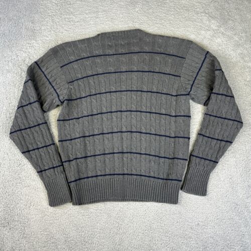 Suéter Polo Golf Ralph Lauren De Colección Para Hombres Grande Gris Tejido con Cable Rayas Azules - Imagen 2 de 6