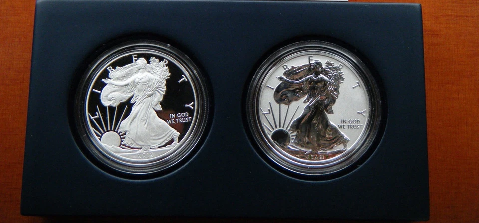 2012 S REVERSE PROOF SILVER EAGLE 2 COIN SAN FRANCISCO SET WITH BOX/COA - Image 2 of 3