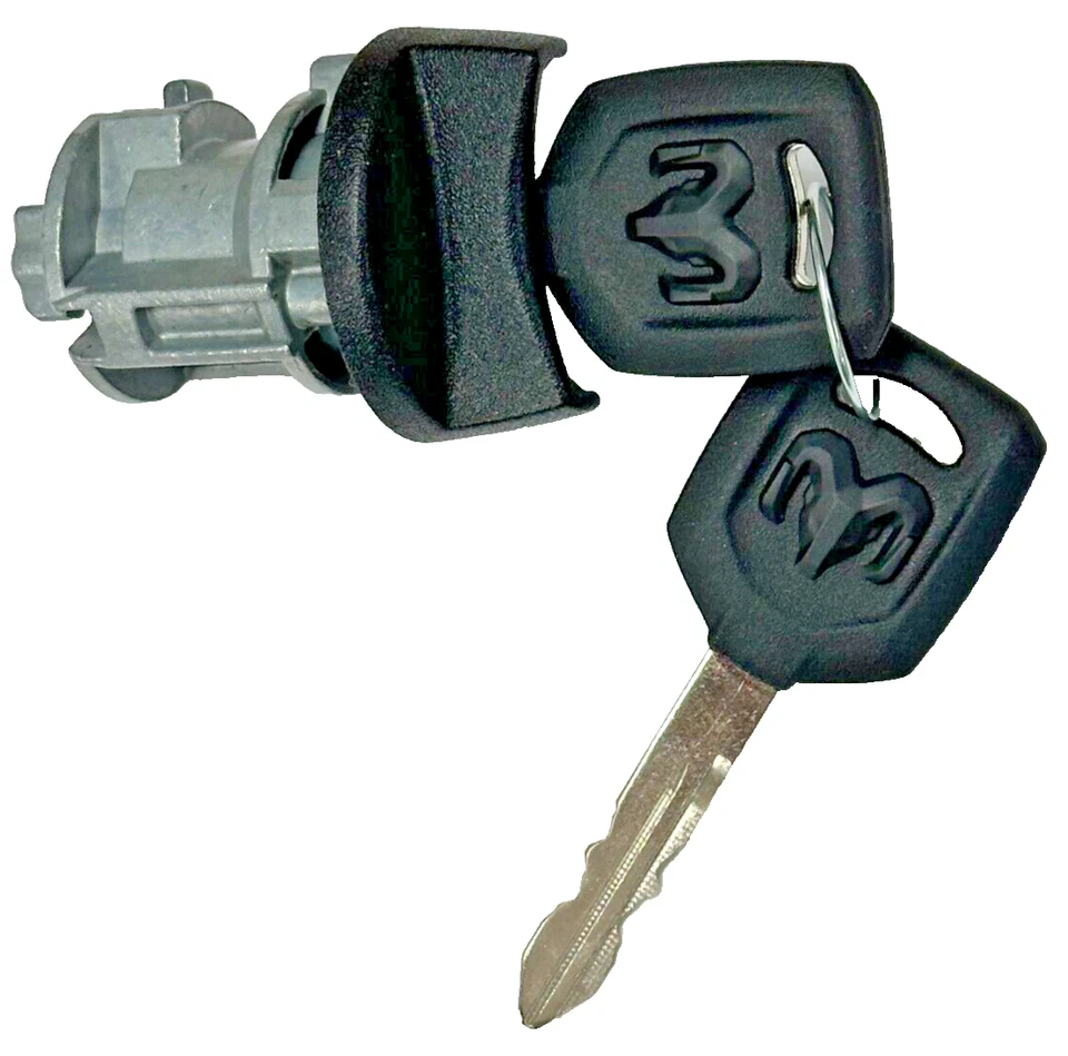 Cilindro de bloqueo de interruptor de llave de encendido Chrysler Dodge OEM 703718 con 2 llaves con logotipo Ram Foto 3 de 4