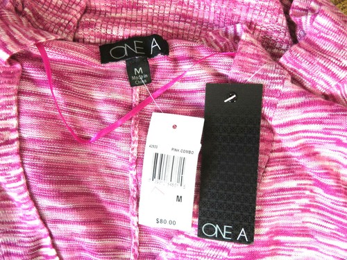 ONE A SZ M NWT Rayon Trendy Marled Print Bat Wing Pink Melange Pullover Sweater - Picture 10 of 10