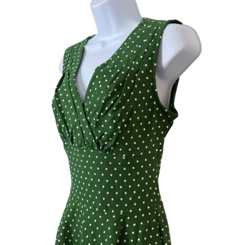 Unique Vintage Dress Women Small 4 Green White Polka Dot 1950s Pinup Retro - Picture 4 of 11