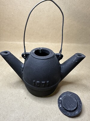 1871 CAST IRON BRADFORD PA. YELLOW DOG DERRICK OIL WELL LANTERN