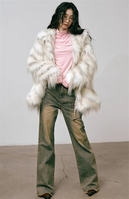 Women Winter Faux Fur Coat Medium Long Fur Coat Fashion Warm Outdoor Jacket