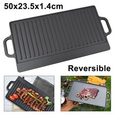 Large Non Stick Cast Iron Griddle Pan Skillet Cooker Plate Hob Stove BBQ Grill