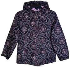 The Children's Place Girls Coat SIZE Large 12 Black Pink Floral Hood Zipper