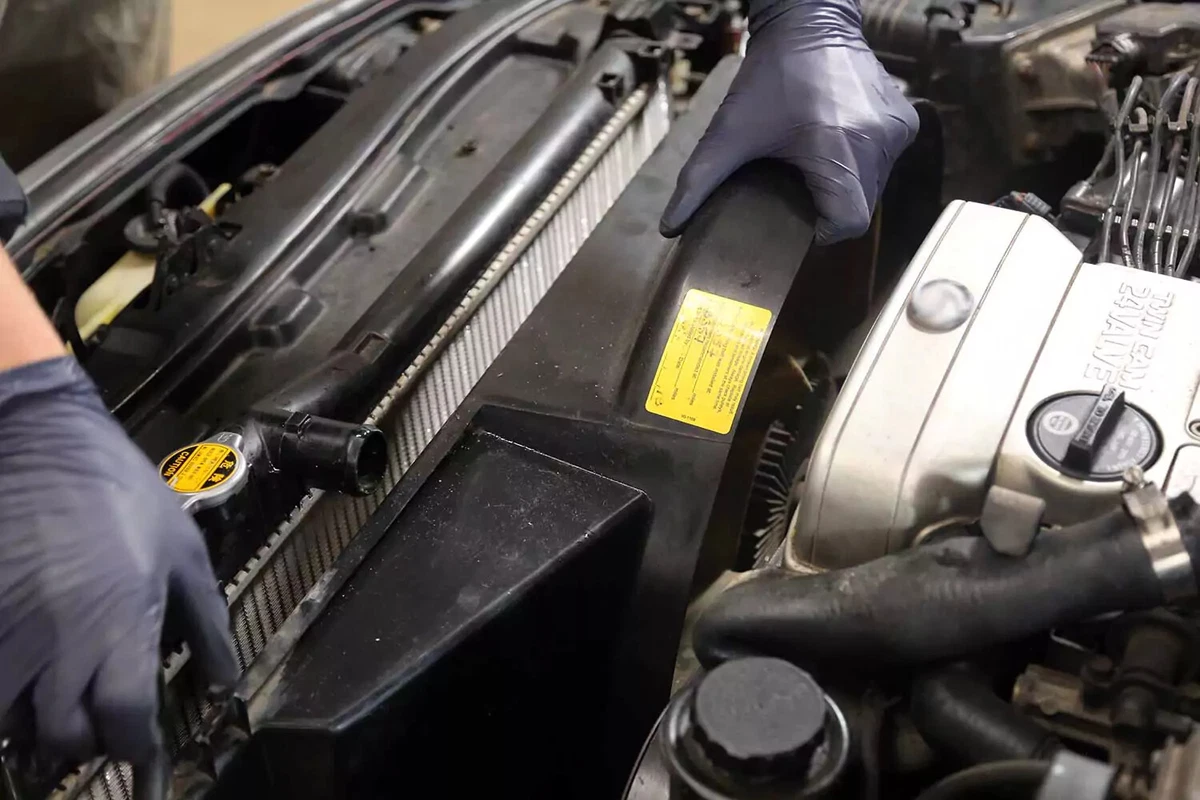Removing the fan shroud.