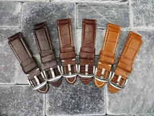 22mm Brown Grain Leather Strap Tongue Watch Band for fits 47mm PANERAI Tang
