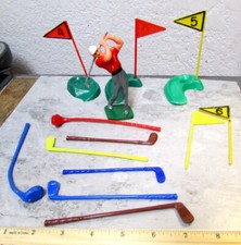 Vintage Cake topper Golf Player, some clubs putting holes w/ flags, fun