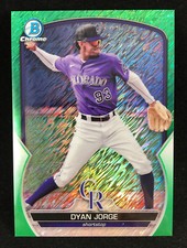 Dyan Jorge 2023 Bowman Chrome Green Shimmer Refractor /99 #BCP-235 Rockies