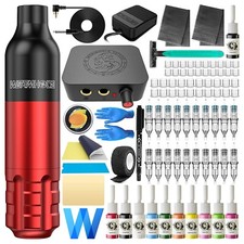 Tattoo Kit Wormhole Tattoo Machine Kit Tattoo Gun with 10 Inks 20 Cartirdge Need