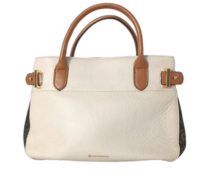 Giani Bernini Satchel Bag Bone Pebble Leather Purse New Stylish Handbag NWT