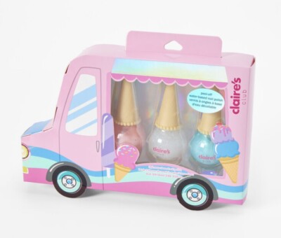Claire s ice cream truck girls water base peel off nail polish Set pink blue