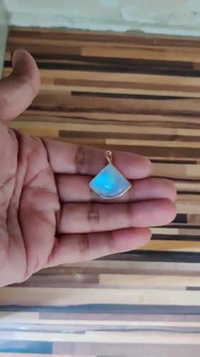 25.60ct Natural Rainbow Moonstone Pendant 14K Gold Bezel Setting June Birthstone - Video 1 of 1