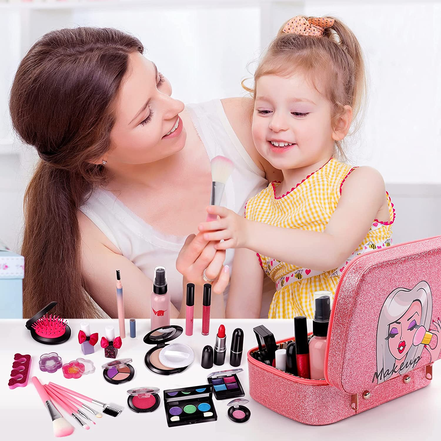 Flybay Kids Makeup Kit for Girl, Real Washable Makeup Set Girl Toys, Little  Girl