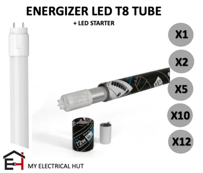 Energizer Replacement Tube T8 LED Fluorescent 2FT 4FT 5FT 6FT Coolwhite Daylight