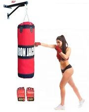 3 in 1 Heavy Duty Punch Bag Wall Bracket Mount Hanging Stand Boxing + MMA Gloves